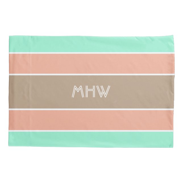 Stripes Pattern custom monogram pillowcases (Back)