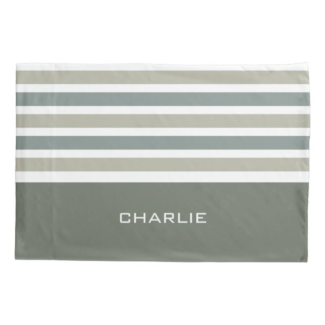 Stripes Pattern custom monogram pillowcases (Back)