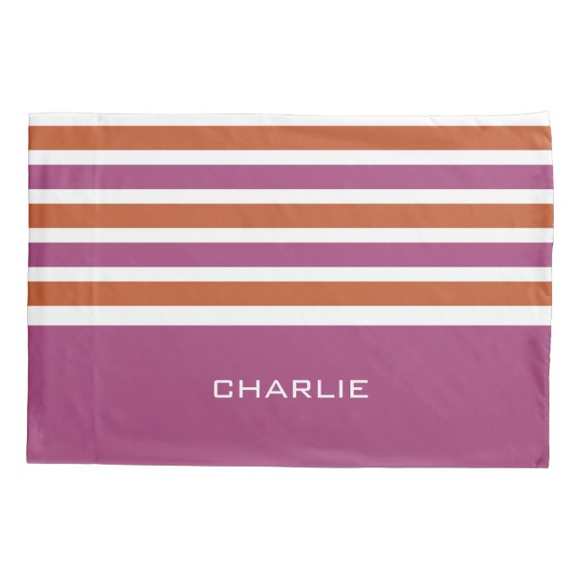 Stripes Pattern custom monogram pillowcases (Back)