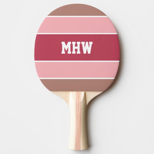 Stripes Pattern custom monogram ping pong paddle (Front)