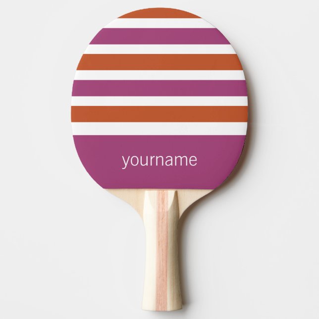 Stripes Pattern custom monogram ping pong paddle (Front)