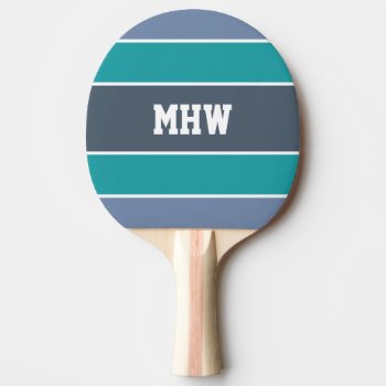 Stripes Pattern Custom Monogram Ping Pong Paddle by PizzaRiia at Zazzle