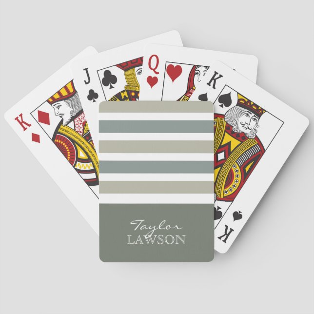 Stripes Pattern custom monogram playing cards (Back)