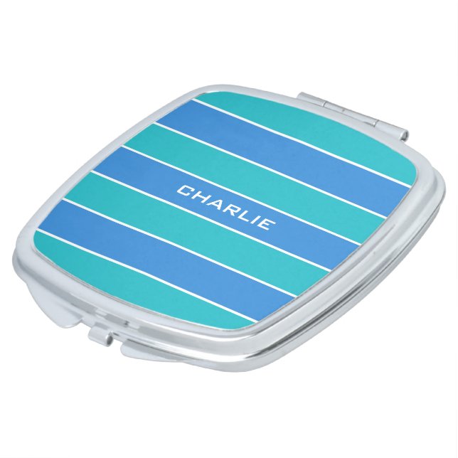 Stripes Pattern custom monogram pocket mirror (Turned)