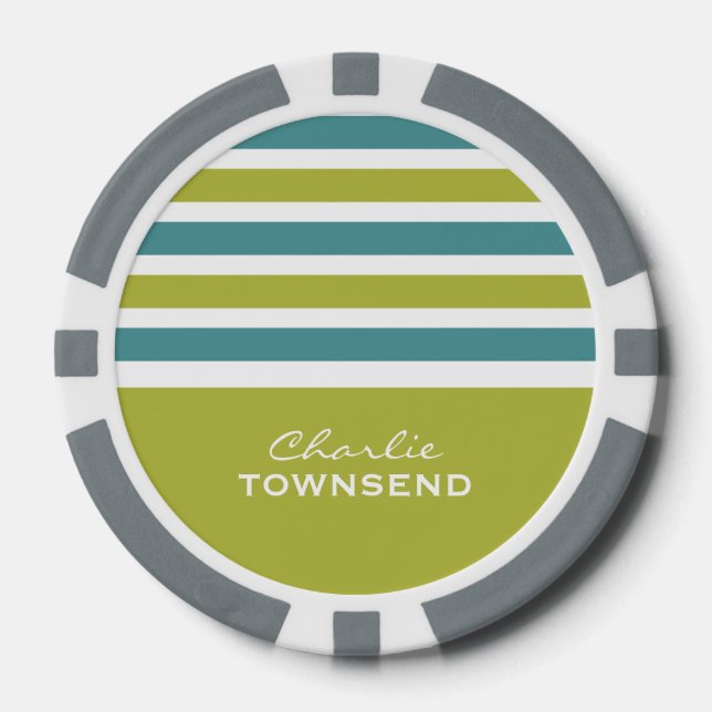 Stripes Pattern custom monogram poker chips (Front)