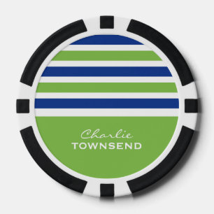 Stripes Pattern custom monogram poker chips