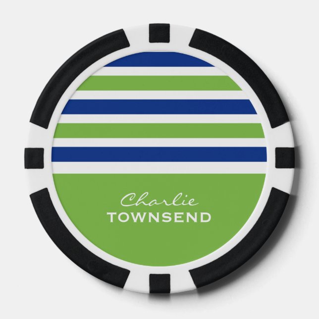 Stripes Pattern custom monogram poker chips (Front)