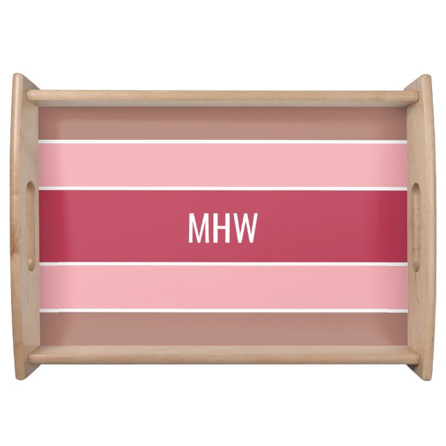 Stripes Pattern custom monogram serving trays (Front)