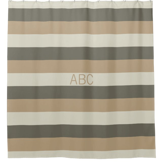 Stripes Pattern custom monogram shower curtain (Front)