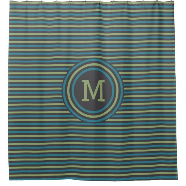 Stripes Pattern custom monogram shower curtain (Front)