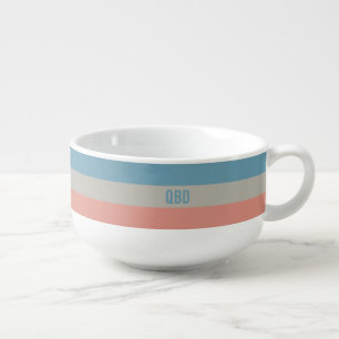 Stripes Pattern custom monogram soup mug