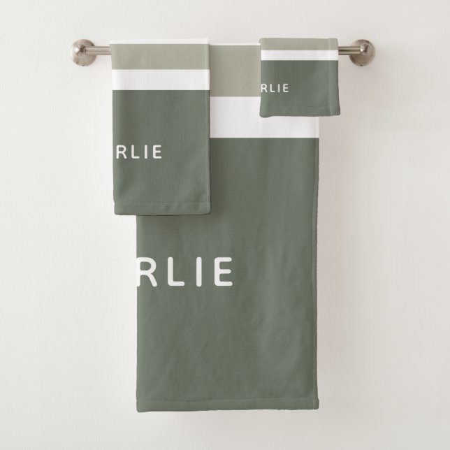Stripes Pattern Custom Monogram towel set (Insitu)