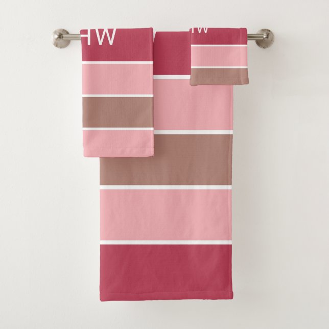 Stripes Pattern Custom Monogram towel set (Insitu)