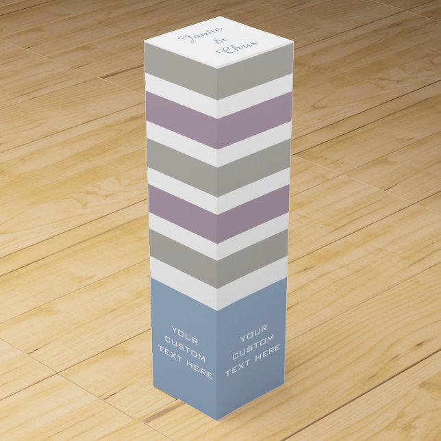 Stripes Pattern custom monogram wine gift box (Front)