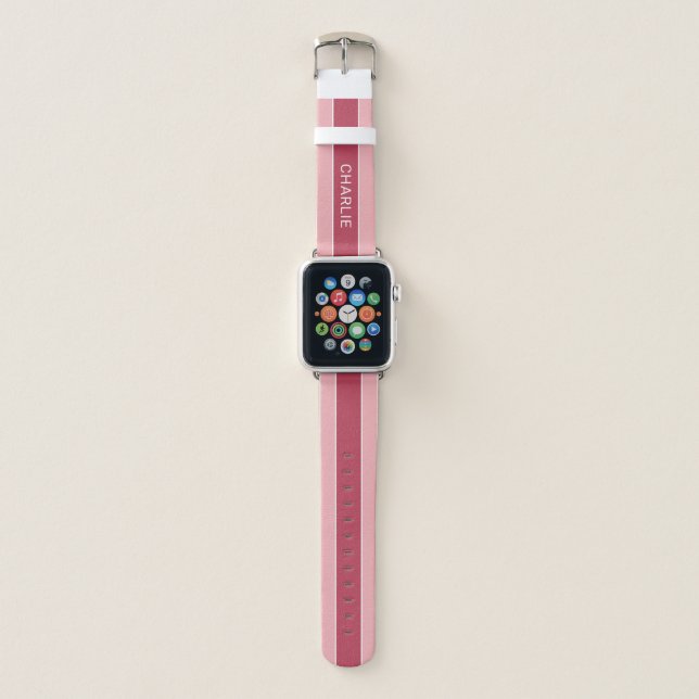 Stripes Pattern custom name Apple Watch Band (Front)