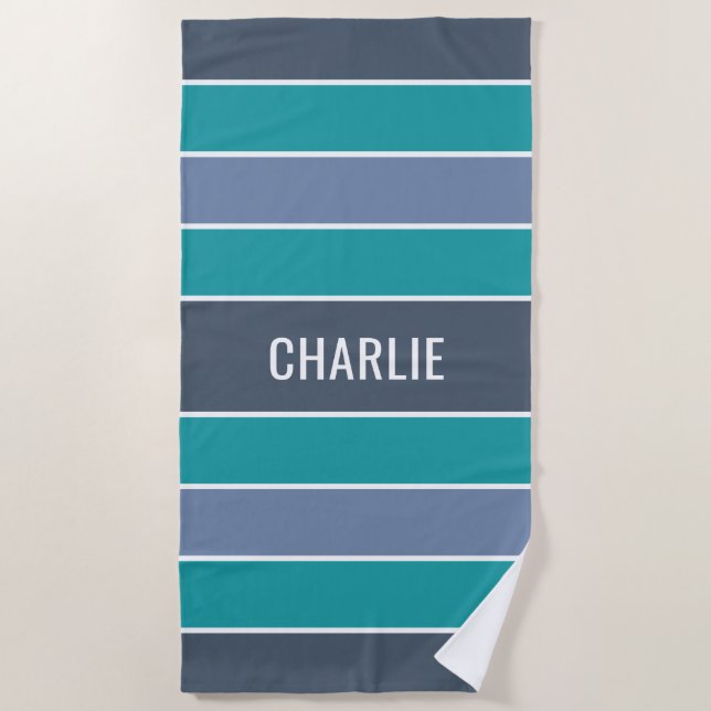 Stripes Pattern custom name beach towel (Front)