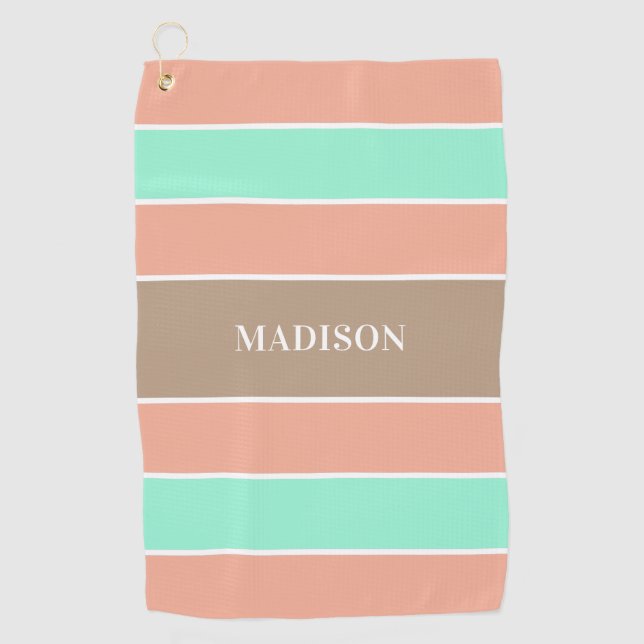 Stripes Pattern custom name golf towel (Front)