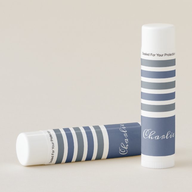 Stripes Pattern Custom Name lip balm (Front)