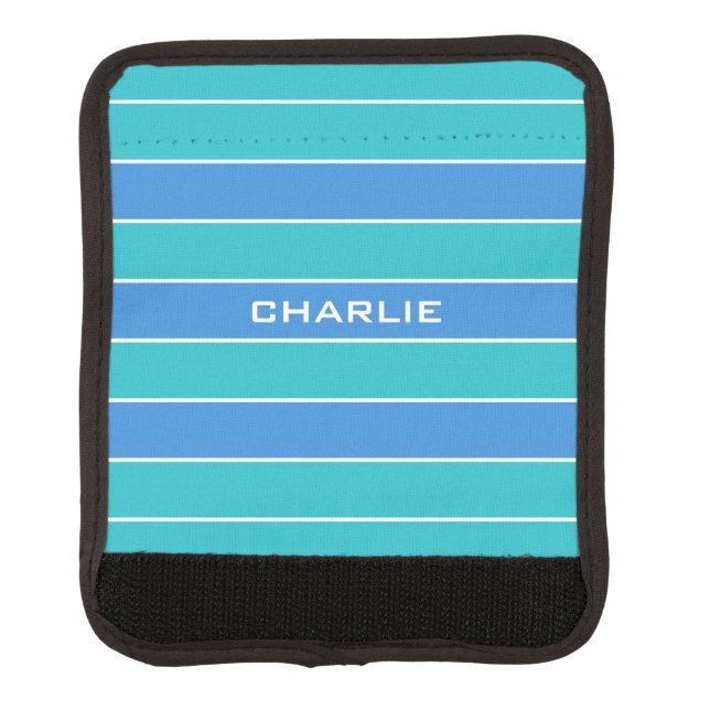 Stripes Pattern custom name luggage handle wrap (Front)