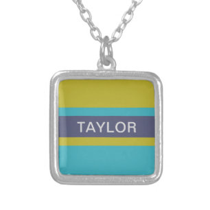 Stripes Pattern custom name necklace