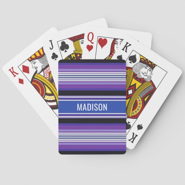 Stripes Pattern custom name playing cards (Back)
