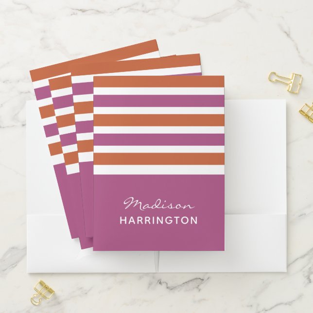 Stripes Pattern custom name pocket folders (In Situ)
