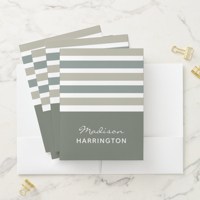 Stripes Pattern custom name pocket folders (In Situ)