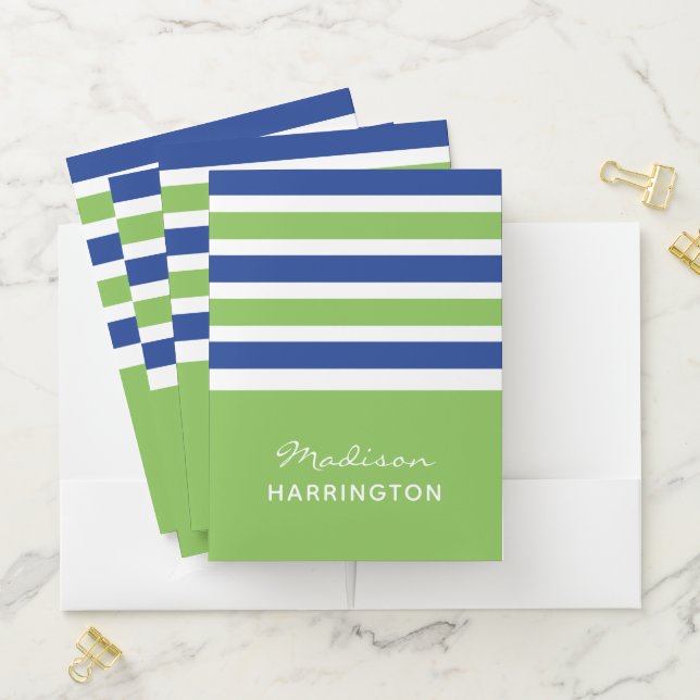 Stripes Pattern custom name pocket folders (In Situ)