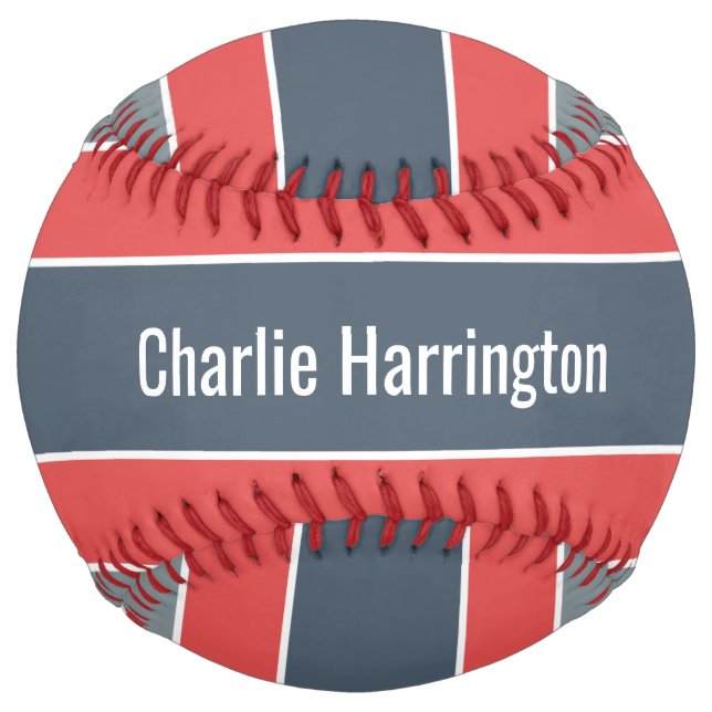 Stripes Pattern custom name & text softball (Front)