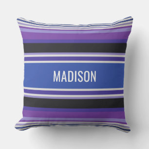 Stripes Pattern custom name throw pillows