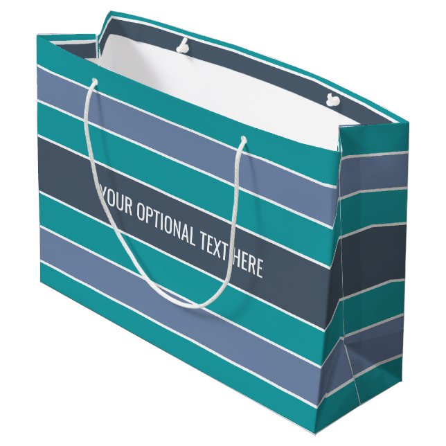 Stripes Pattern custom text gift bag (Back Angled)