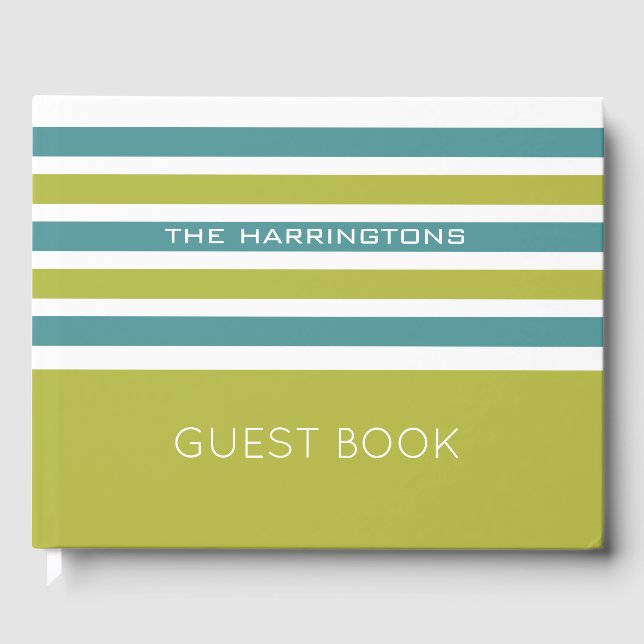 Stripes Pattern custom text guest book (Front)