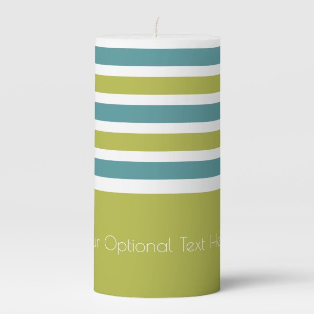 Stripes Pattern custom text pillar candles (Front)