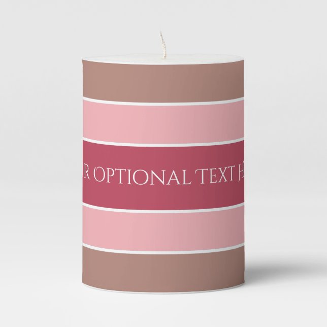Stripes Pattern custom text pillar candles (Front)