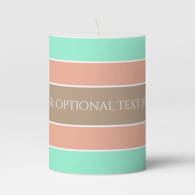 Stripes Pattern custom text pillar candles (Front)