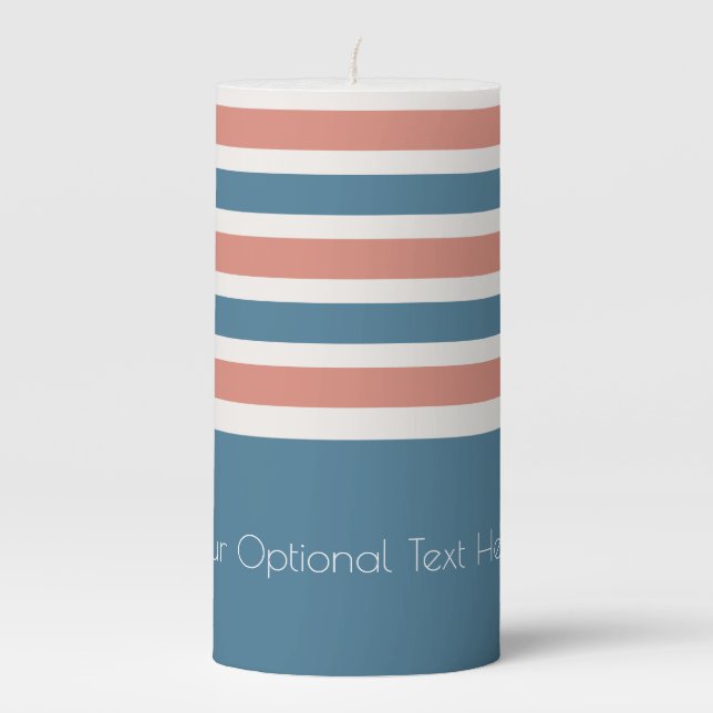 Stripes Pattern custom text pillar candles (Front)