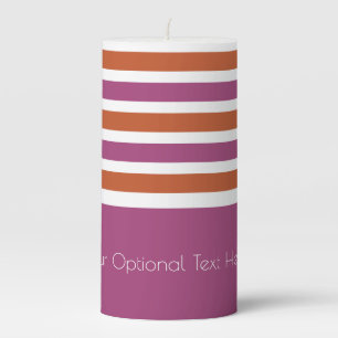 Stripes Pattern custom text pillar candles