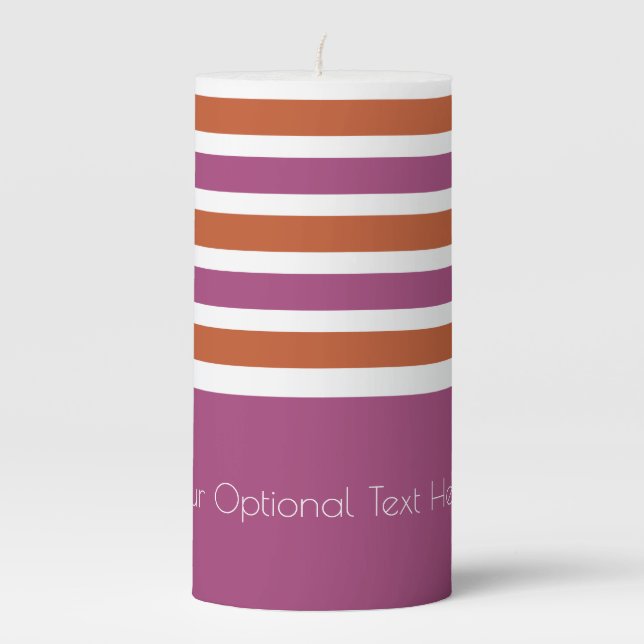 Stripes Pattern custom text pillar candles (Front)