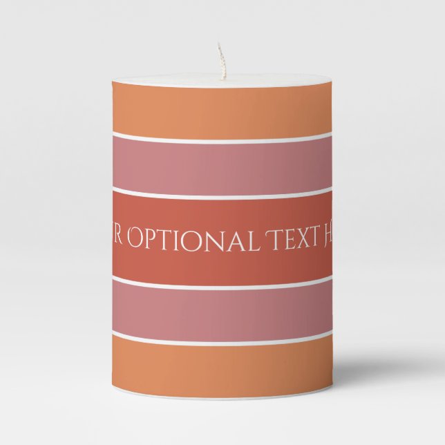 Stripes Pattern custom text pillar candles (Front)