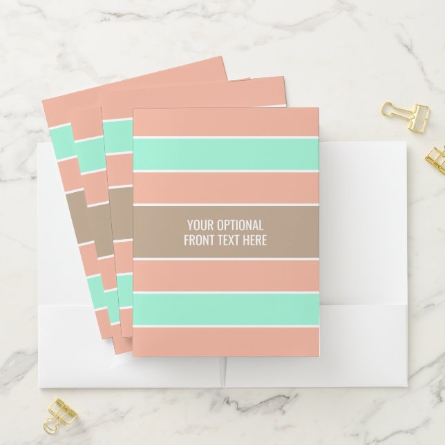Stripes Pattern custom text pocket folders (In Situ)
