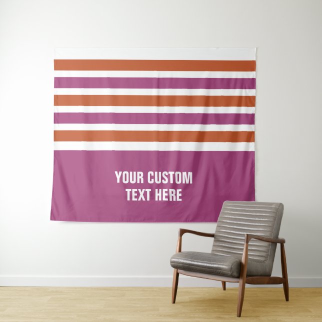 Stripes pattern custom text tapestries (In Situ (Horizontal))