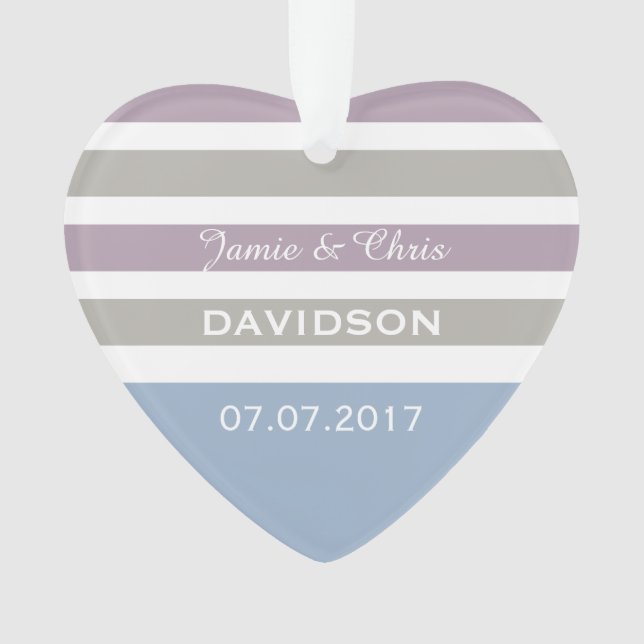 Stripes Pattern custom wedding ornament (Front)