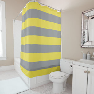 Stripes Pattern Gray and Yellow Shower Curtain