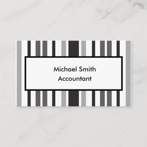 Stripes Pattern Gray White Black Personalize Business Card