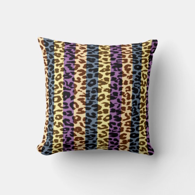Stripes pattern leopard fur abstract throw pillow (Front)
