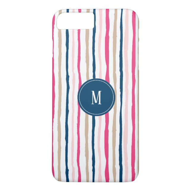 Stripes Pattern Monogram Case-Mate iPhone Case (Back)