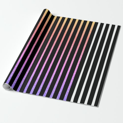 Stripes Pattern Multicolor Black White Purple 2022 Wrapping Paper