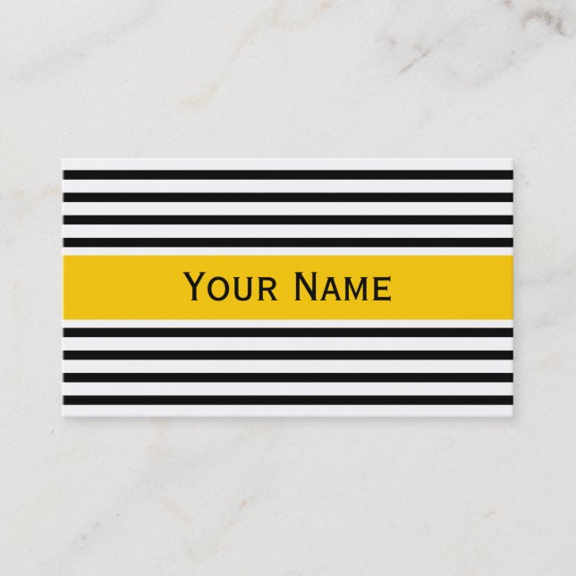 Stripes Pattern narrow black + your backg. & text Business Card (Front)