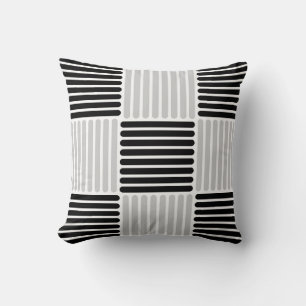 Stripes Pattern Pillow in Silver and Black colors