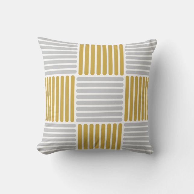 Stripes Pattern Pillow in Silver and Gold colors (Front)
